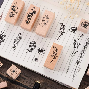 22pcs Flower Print Random Wooden Stamp