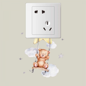 1pc Bear Pattern Switch Outlet Wall Sticker