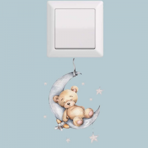 1pc Moon & Bear Pattern Switch Outlet Wall Sticker