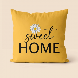 Daisy & Letter Graphic Cushion Cover Without Filler