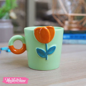 Ceramic Mug-Green Flower 