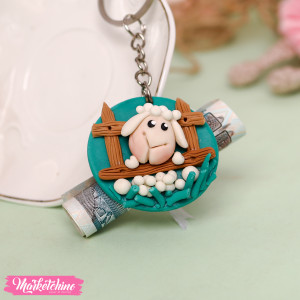 Polymer Clay Keychain For Eid - Turquoise Sheep