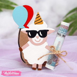 Wooden Painted Gift Card For Eidiya - Sheep 