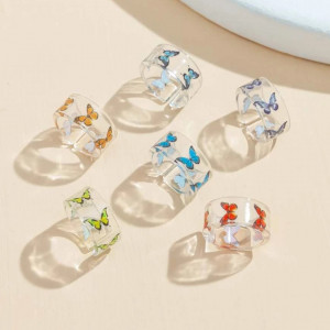 6pcs Butterfly Pattern Cuff Ring