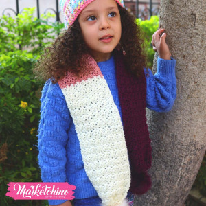 Scarf For Kids-Crochet-Kashmir&Off White