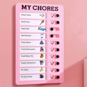 1pc Wall Mounted Checklist Board With 10pcs Paper Pink