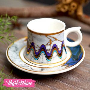 Ceramic Coffee Cup&plate-Gray&Purple 