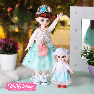 Set Of  2 Doll-Dress-Mint Green (30-16 cm )