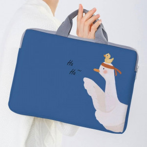 Cartoon Goose Pattern Laptop Bag