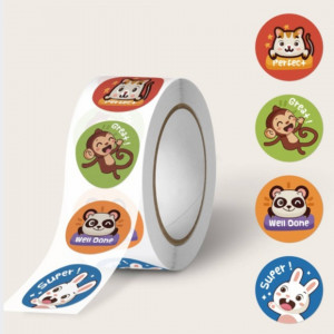 500pcs/roll Cute Animal Reward Stickers (2.5 cm )