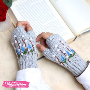 Gloves-Crochet-Gray