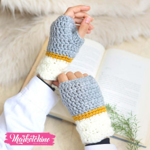 Gloves-Crochet-Gray&Off White
