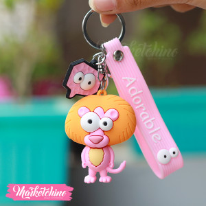 Silicone Keychain-Pink Lion