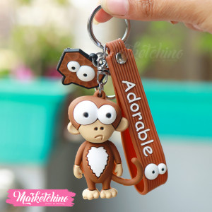 Silicone Keychain-Brown Monkey 