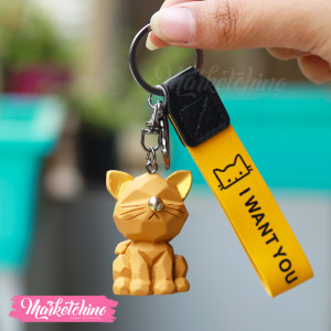 Silicone Keychain-Gold Cat 