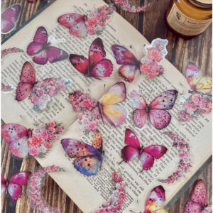 30pcs Butterflies, Moon, Flowers Collage Waterproof Stickers For Scrapbooking