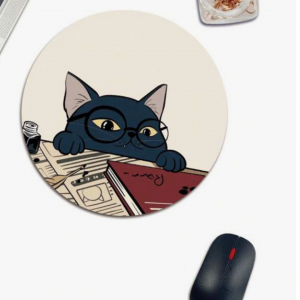Cartoon Cat Patterned Round Mouse Pad