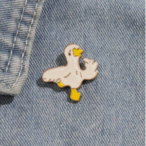 Fashionable Metal Enamel Droplet Duck Shaped Badge
