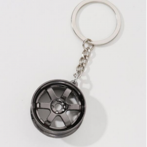  Creative Mini Tire Keychain With 3d Hollow Out Hub Grate Pendant For Car Racing Club Men