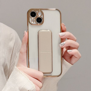 Contrast Frame Clear Cover Iphone 14 With Foldable Holder