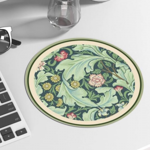  Flower Print PU Leather Mouse Pad