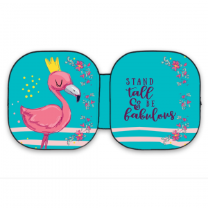Car SunShade-Blue Flamingo