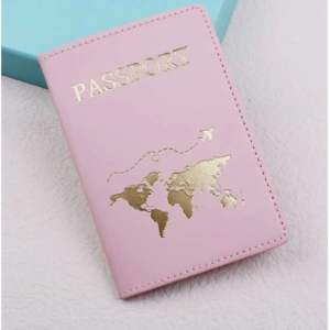 Map & Letter Graphic Passport Case PU Pink vacation accessories for holiday season