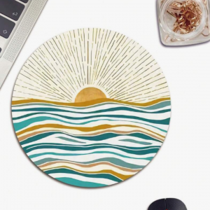  Sun & Wave Pattern Round Rubber Mouse Pad
