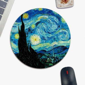 Round Mouse Pad With Starry Sky Pattern,