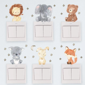 6 pcs Cartoon Animal Pattern Switch Outlet Wall Sticker