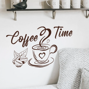 1pc PVC Wall Sticker Coffee & Letter Graphic 