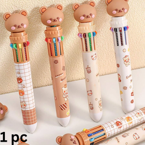 1pc 10 Color Bear Decor Random Colored Ballpoint Pen Set