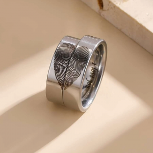 2 pcs Couple Heart Pattern Ring