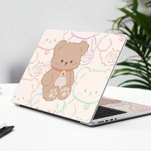 1set Cartoon Bear Pattern PVC Universal Laptop Sticker