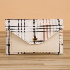 Colorblock Plaid Card Holder
