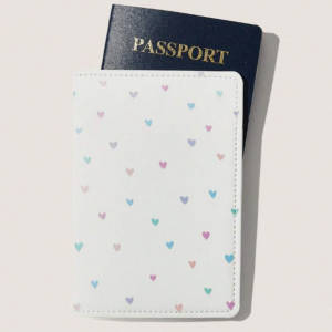 Heart Graphic Passport Case PU Leather Bifold