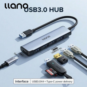 llano USB 3.0 4 Port Hub For Printer Mouse Keyboard HD Flash Drive USB C With 4 Port USB 3.0 Hub
