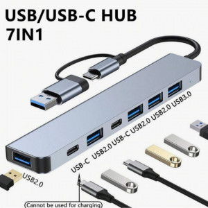 7IN1 USB HUB Splitter USB2.0 7 Port Hub Splitter USB-C