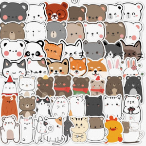 75pcs Cute Cartoon Bear Doodle Stickers 