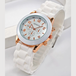 Silicone Strap Triple Dial Quartz Watch