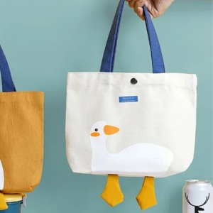Female's Canvas Handbags Cute Cartoon Yellow  Duck