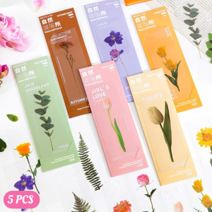 5 pcs  Random Flower Print Bookmark