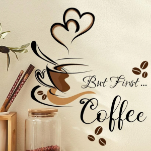 1pc PVC Wall Sticker,Creative Coffee & Slogan Graphic