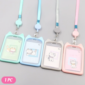 1 pc Cat Ear Design Random Card Folder With Lanyard
