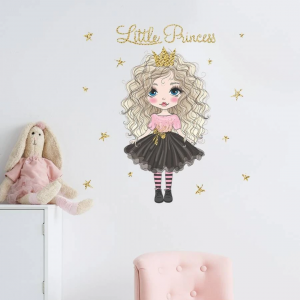 Kids Cartoon Girl Print Wall Sticker
