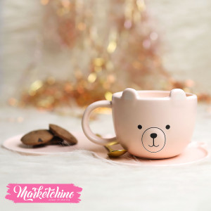 Ceramic Coffee Cup&plate-Pink Bear 