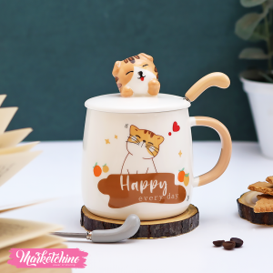 ceramic mug -brown lovely cat
