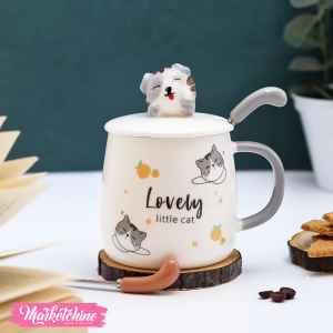ceramic mug -brown lovely cat
