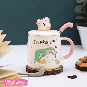 ceramic mug -brown lovely cat