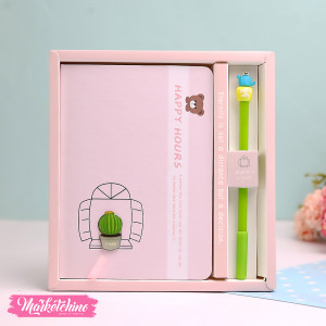 Set OF NoteBook&Pen-Light Purple Cactus